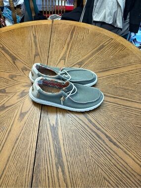 Hey Dude Men’s Slip-On Loafers in Sage Green and Cream